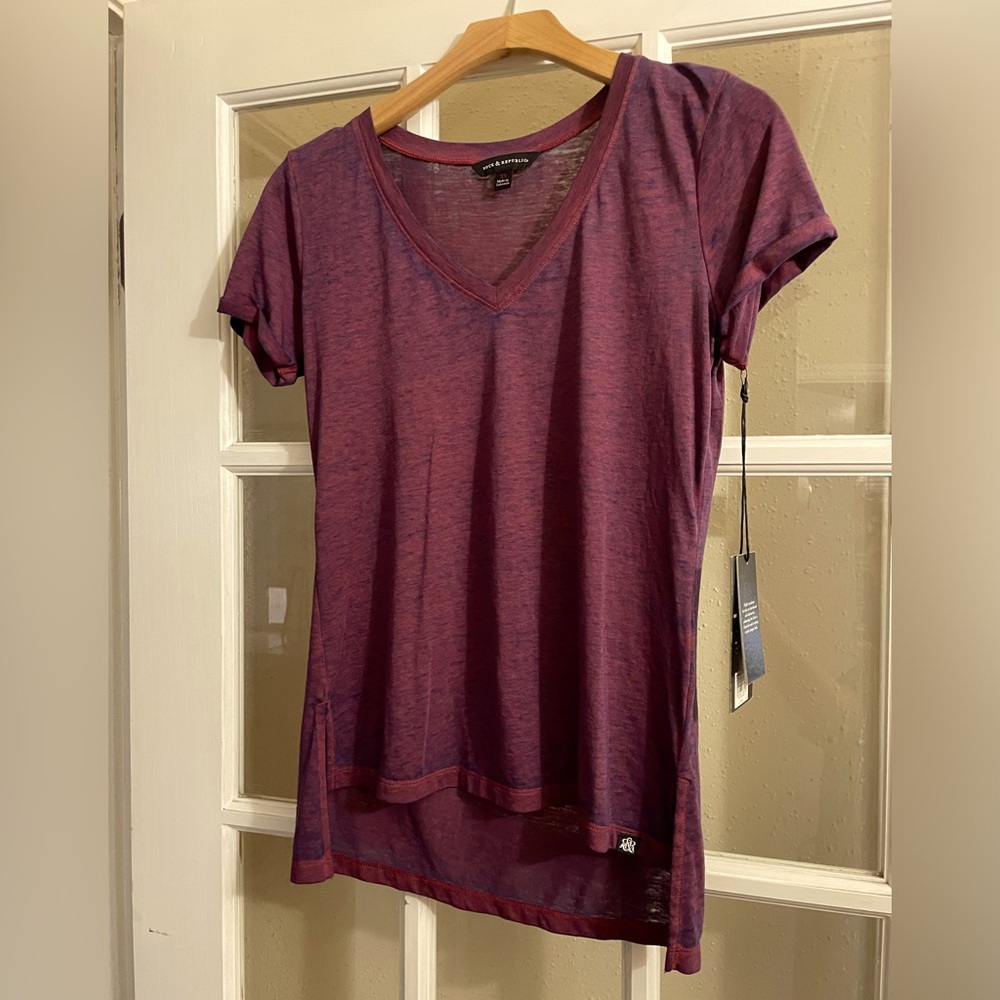 Rock & Republic V neck Hi-lo Heathered Tee Shirt XS